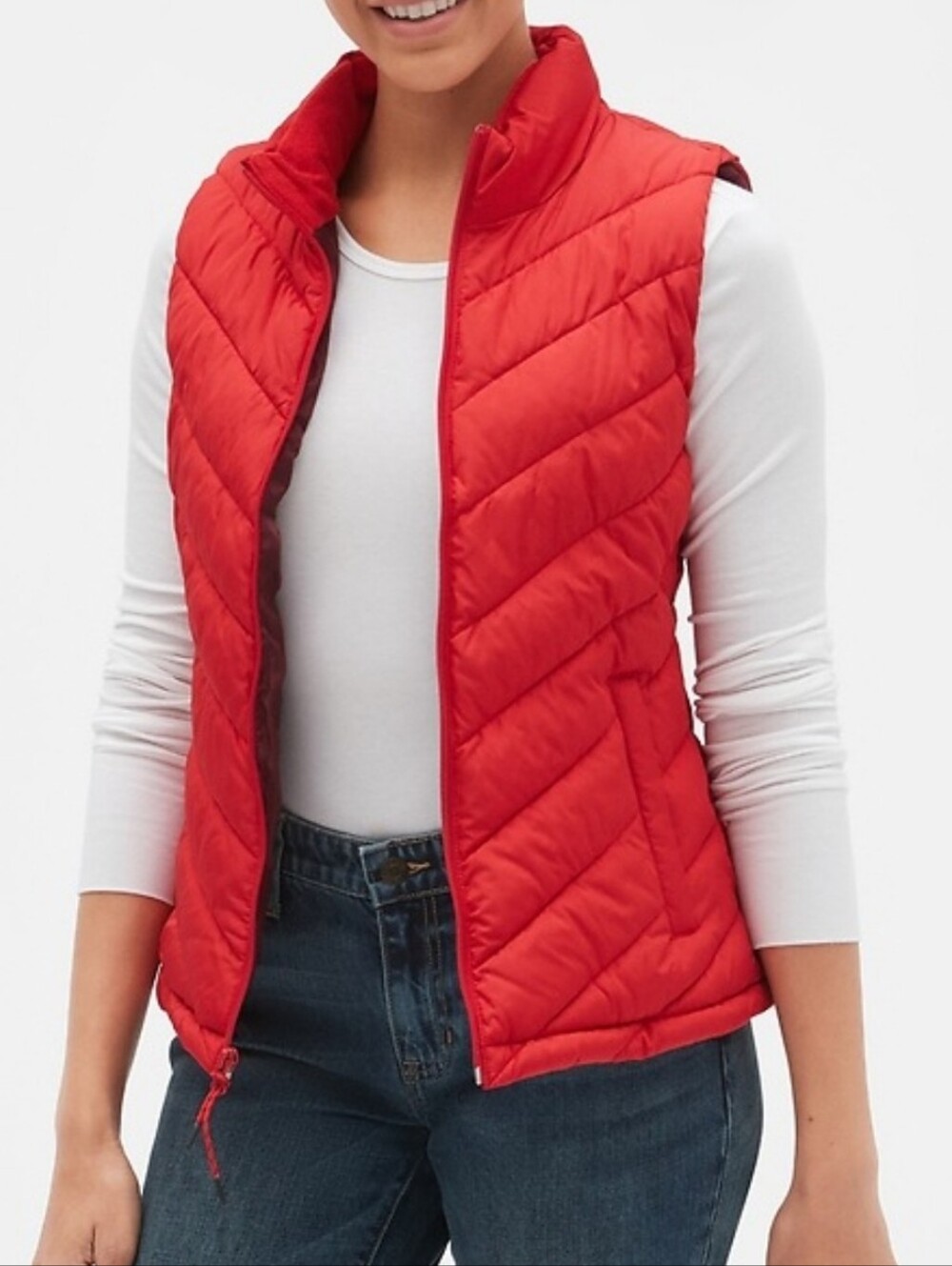GAP Chevron Red Puffer Vest Women's Size Large